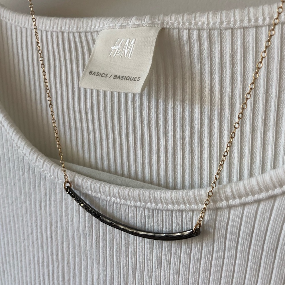 Gorjana Black Crystal Bar Necklace